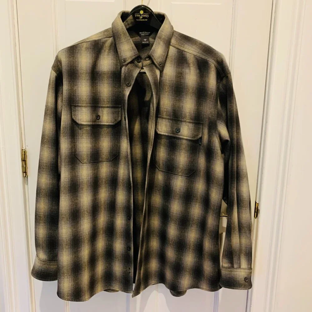 Vintage Woolrich Shirt Jacket Heavy Wool Plaid Flannel Mens XL Heavy Chamois